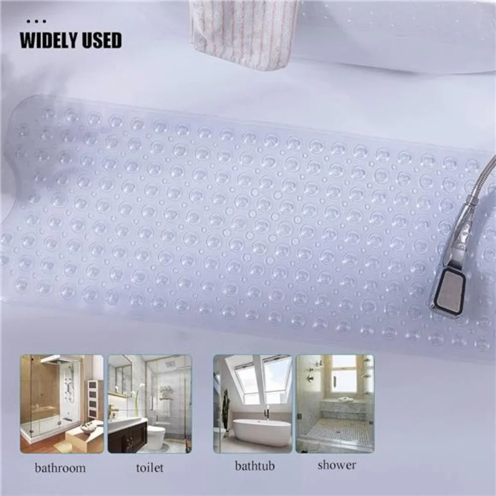 Extra Long Non Slip Bathtub Mat 40x16 Suction Cup Machine Washable Bath Mat